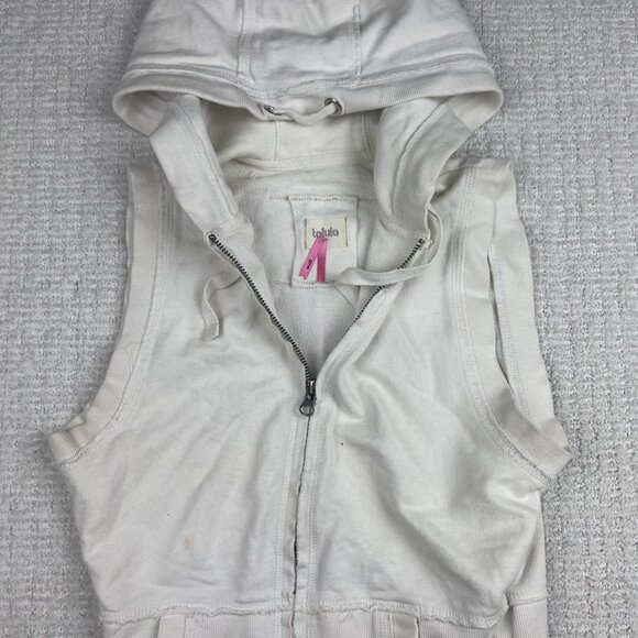 Aritzia TALULA Ladies Sleeveless Hoodie White Size Small Read** - Picture 3 of 16